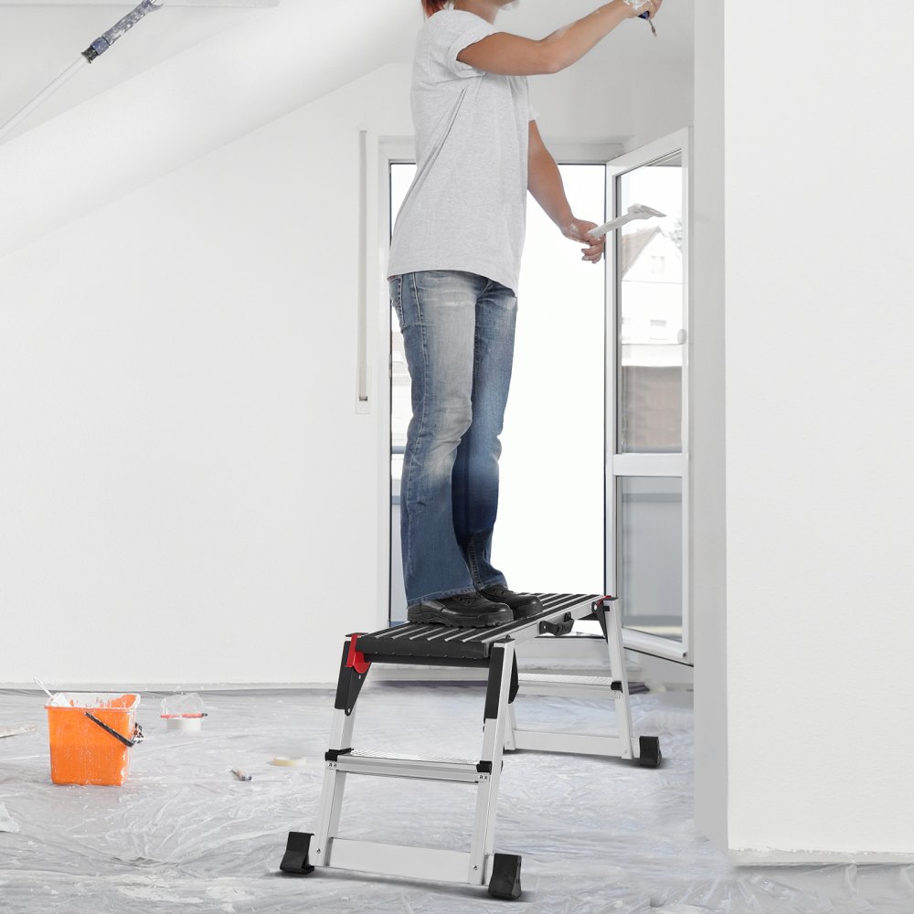 Aluminium-Arbeitsplattform, klappbare Werkbank, 100 x 30 x 48,7 cm, Arbeitsplattform, 200 kg Tragkraft, Stufenbank mit Sicherheitsschlössern, Trittleiter für Heimbüro, Werkstatt und Garage, Silber Aluminium-Arbeitsplattform, klappbare Werkbank, 100 x 30 x 48,7 cm, Arbeitsplattform, 200 kg Tragkraft, Stufenbank mit Sicherheitsschlössern, Trittleiter für Heimbüro, Werkstatt und Garage, Silber
