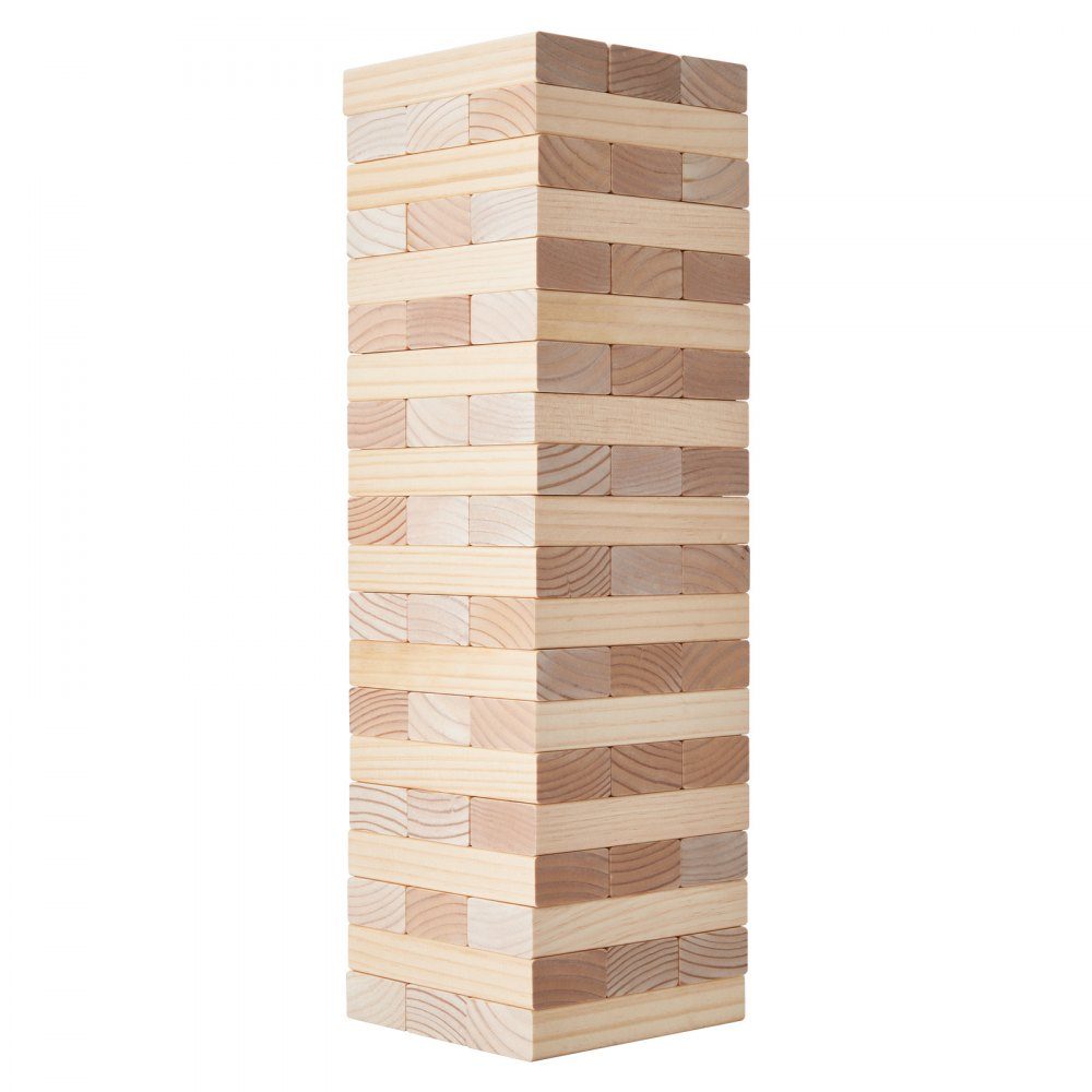 Tour culbutante avec 60 blocs, tableau de bord et sac de transport, tour culbutante en bois de pin, hauteur de tour en bois jusqu'à 60 cm, jeu d'empilage en bois, jeux familiaux de tour culbutante pour fête intérieure/extérieure