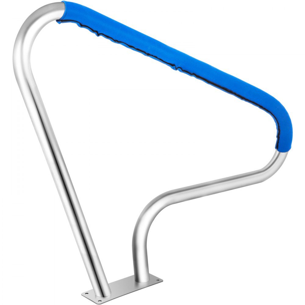 Schwimmbad-Handlauf 121,9 x 91,5 cm, Pool-Haltegriff 4,8 cm, Einstiegshilfe aus Edelstahl, Pool-Kurven-Design, Griffbogen mit Griffabdeckung und Zubehör, ideal für Schwimmbäder mit geneigter Position, Spa-Wasserpark