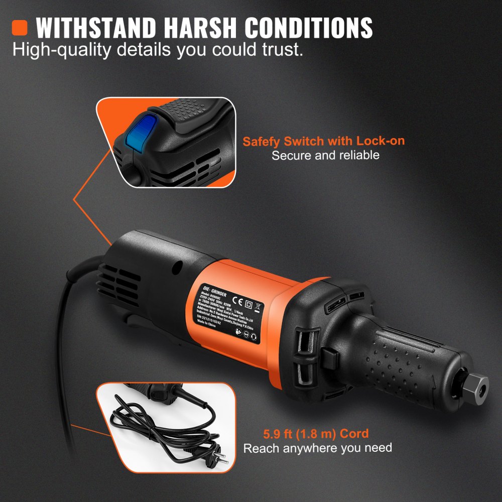 Geradschleifer 820 W Minischleifer 7000–30000 U/min Stabschleifer 6 Geschwindigkeiten Multischleifer mit 1,8 m Kabel 6,35 mm und 3,175 mm Spannzange, wasserdicht, geräuscharm, Schleifen, Polieren, Schneiden Geradschleifer 820 W Minischleifer 7000–30000 U/min Stabschleifer 6 Geschwindigkeiten Multischleifer mit 1,8 m Kabel 6,35 mm und 3,175 mm Spannzange, wasserdicht, geräuscharm, Schleifen, Polieren, Schneiden