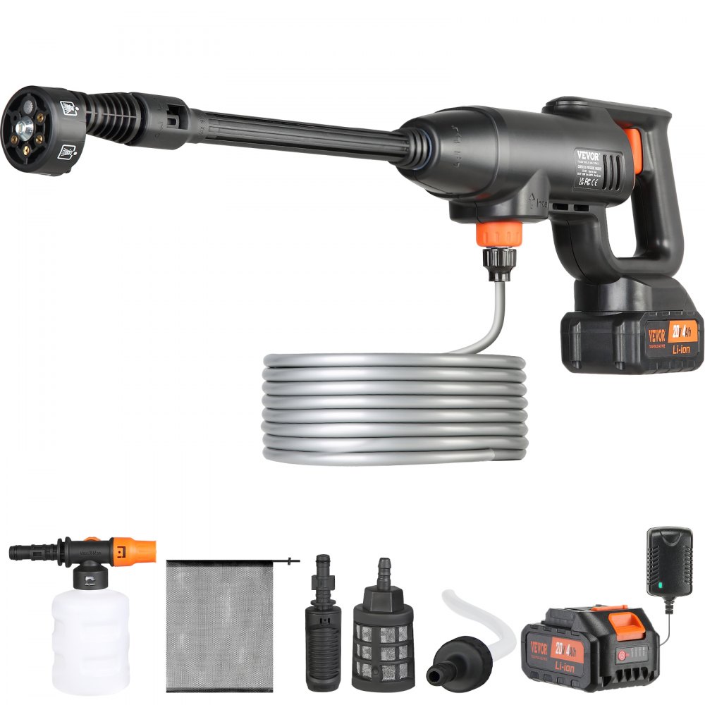 Cordless high-pressure cleaner, wireless water pressure cleaner, spray gun, pressure washer gun (220W 21V, 40bar, for mobile cleaning and watering, 4L/min, incl. accessories, charger) Cordless high-pressure cleaner, wireless water pressure cleaner, spray gun, pressure washer gun (220W 21V, 40bar, for mobile cleaning and watering, 4L/min, incl. accessories, charger)