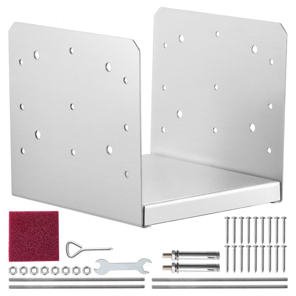 Schraubhülse 190 x 200 x 180 mm U-Pfostenträger aus Edelstahl mit Spritzbeschichtung Pfostenschuh mit vorgefertigten Schraublöchern Pfosten ideal für Pergolen-Veranda-Geländer