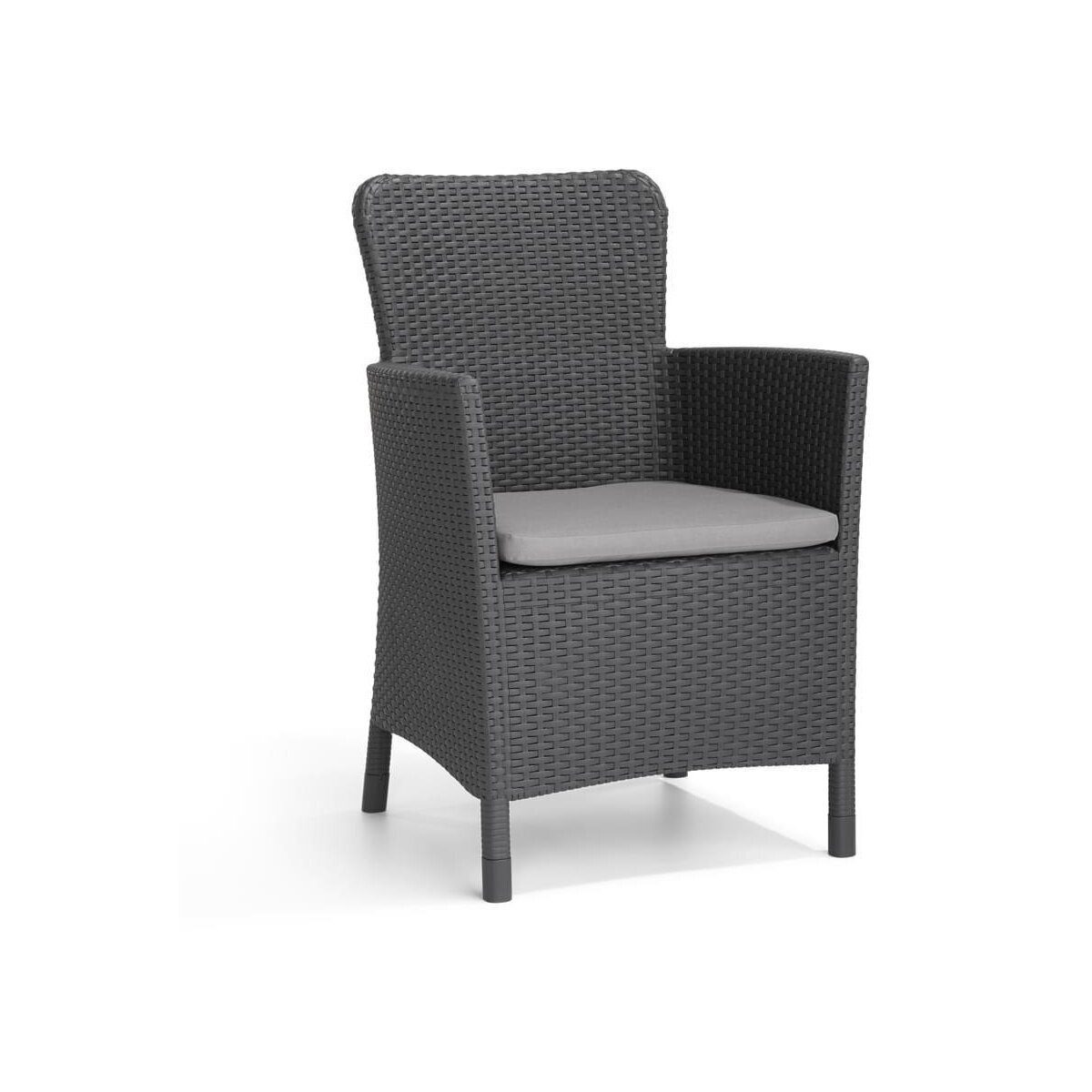 Fauteuil Keter Allibert « Miami », pour usage intérieur et extérieur, avec dossier et coussins arrondis