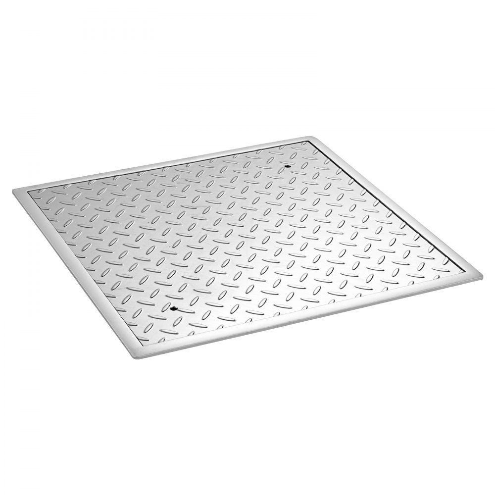 Schachtabdeckung mit Rahmen 60 x 60 cm, quadratische Schachtabdeckung, Klärgrubenabdeckung, robuste, rutschfeste Schachtabdeckung aus Kohlenstoffstahl für Abflüsse, für Gehwege, Gärten, Höfe