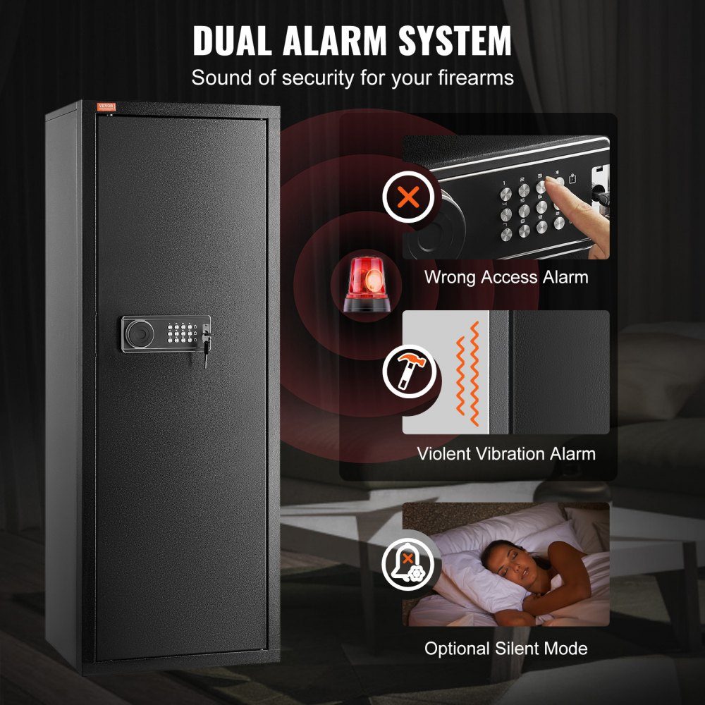 Gun Cabinet for 6-8 Rifles, Gun Safe with Lock and Digital Keypad, Gun Cabinet with Removable Shelf, Gun Cabinet for Home Rifles and Shotguns, Assembly Required