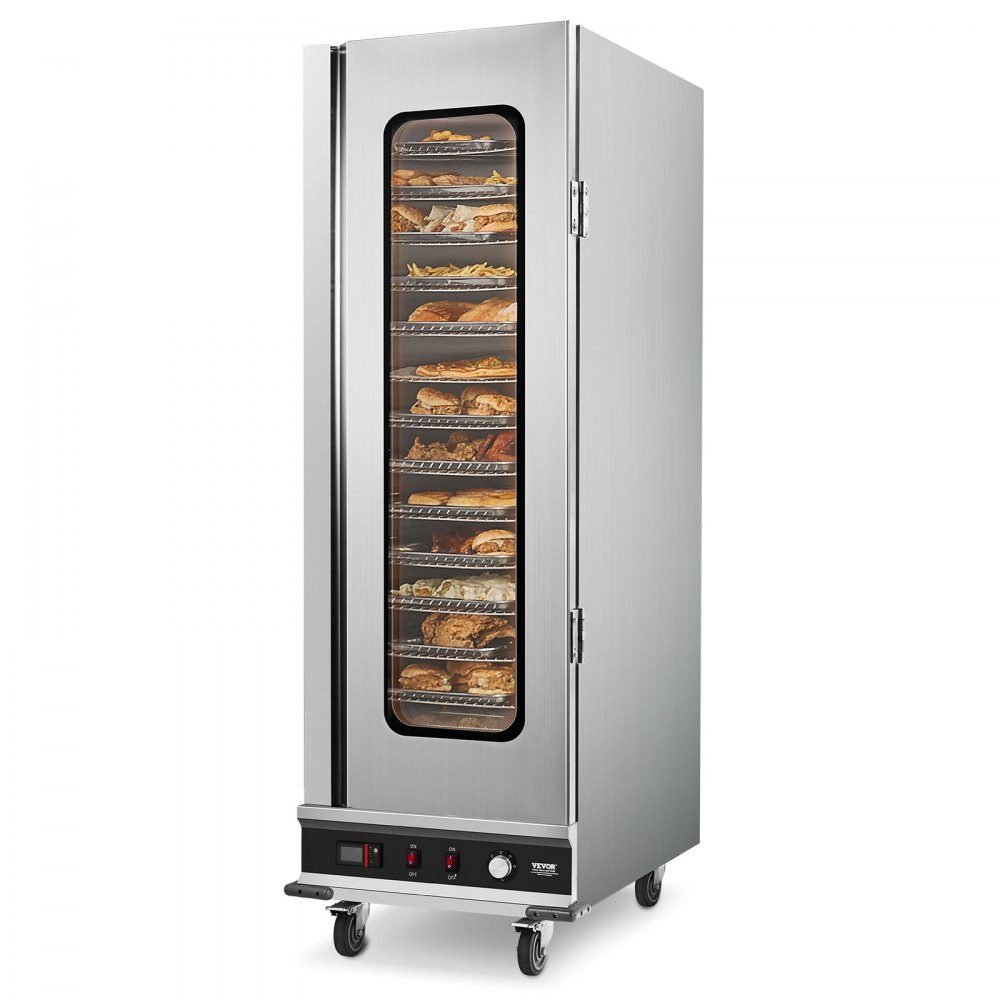 Réchauffeur de nourriture Hot Box, chauffe-collation à 16 niveaux, bol d'eau, porte en verre simple et étagères réglables, armoire chauffante en acier inoxydable, idéal pour conserver la pizza, le poulet