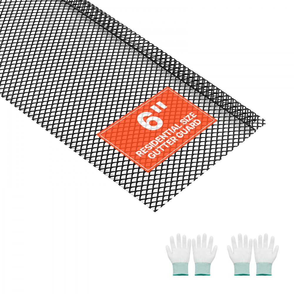 Pack of 40 gutter protection 152.4 mm, leaf net made of powder-coated steel, gutter leaf protection can be cut to size with a total length of 36.58 m, leaf protection grille with 6 mm holes for houses, carports, black