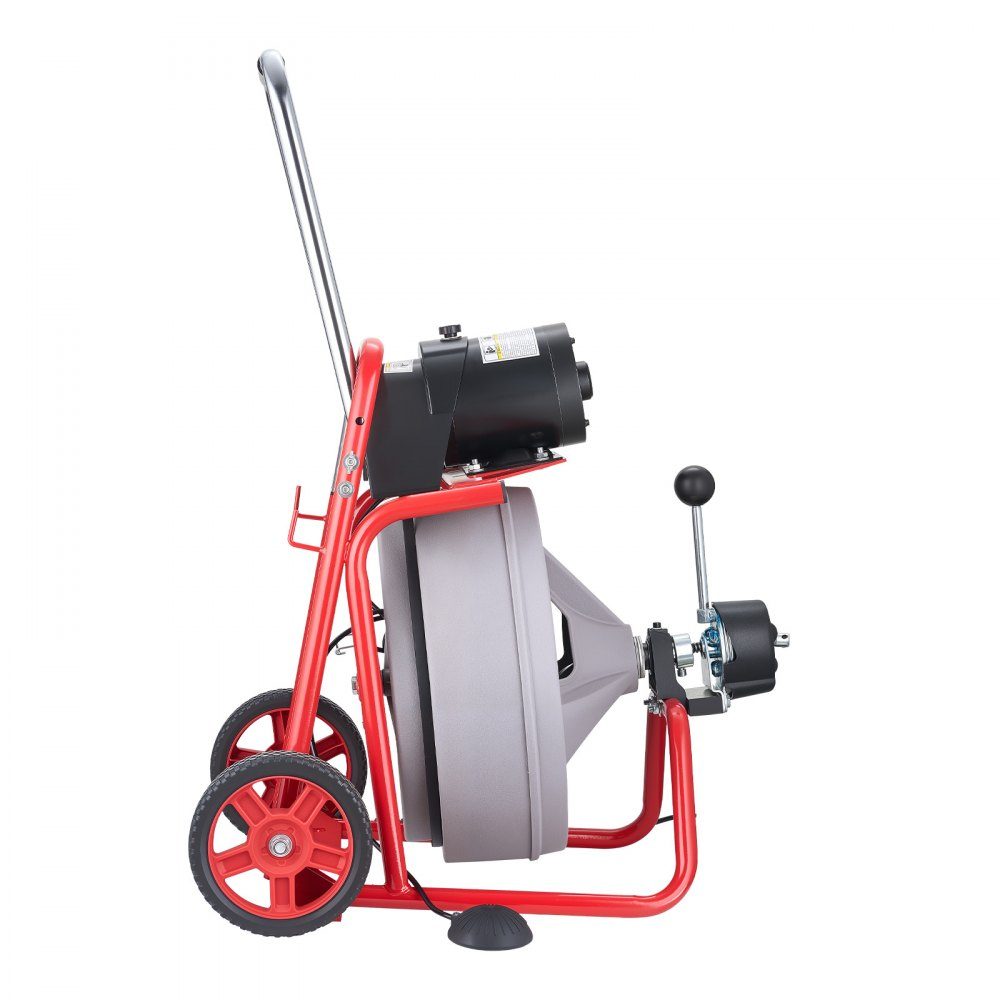 Rohrreinigungsmaschine 30 m x 13 mm, Rohrreinigungsgerät mit automatischem Vorschub, 8 Schneidwerkzeugen & pneumatischem Fußschalter, Rohrreiniger für Rohrdurchmesser von 50 bis 150 mm