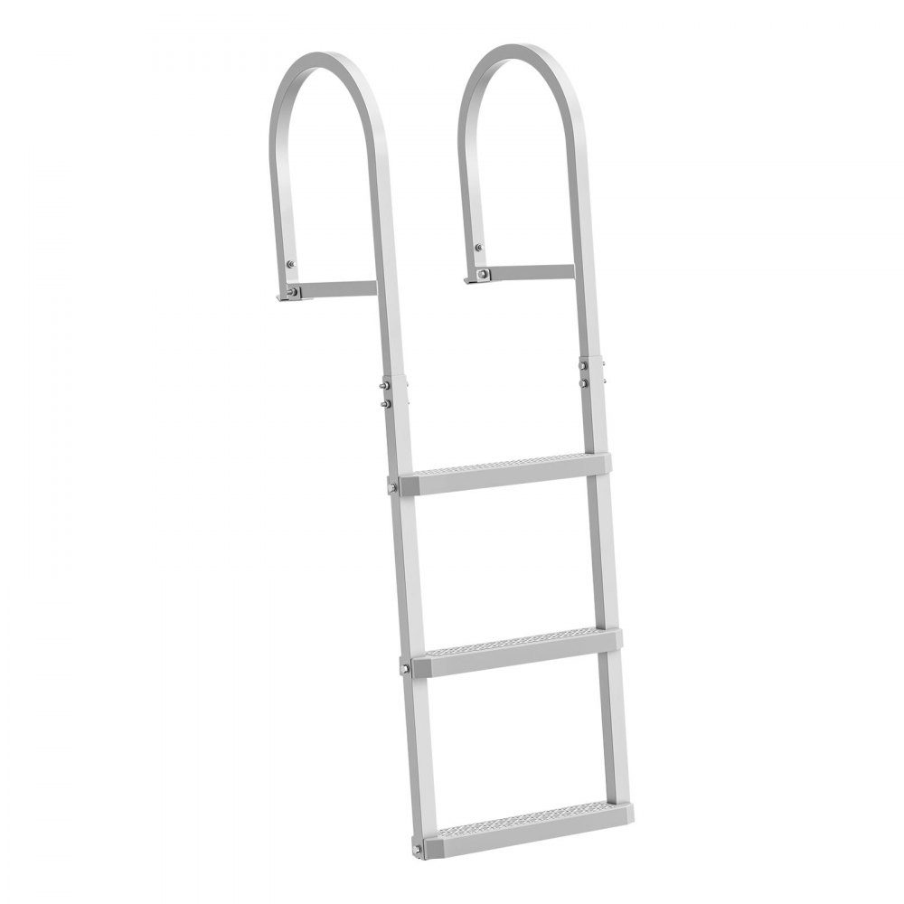 Dock Ladder Removable, Boat Ladder with 3 Non-Slip Steps, Wide Pedals and Handrail, 500lb Aluminum Alloy Pool Ladder, Entry Ladder for Docks, Pools, Lakes, Boats, Silver