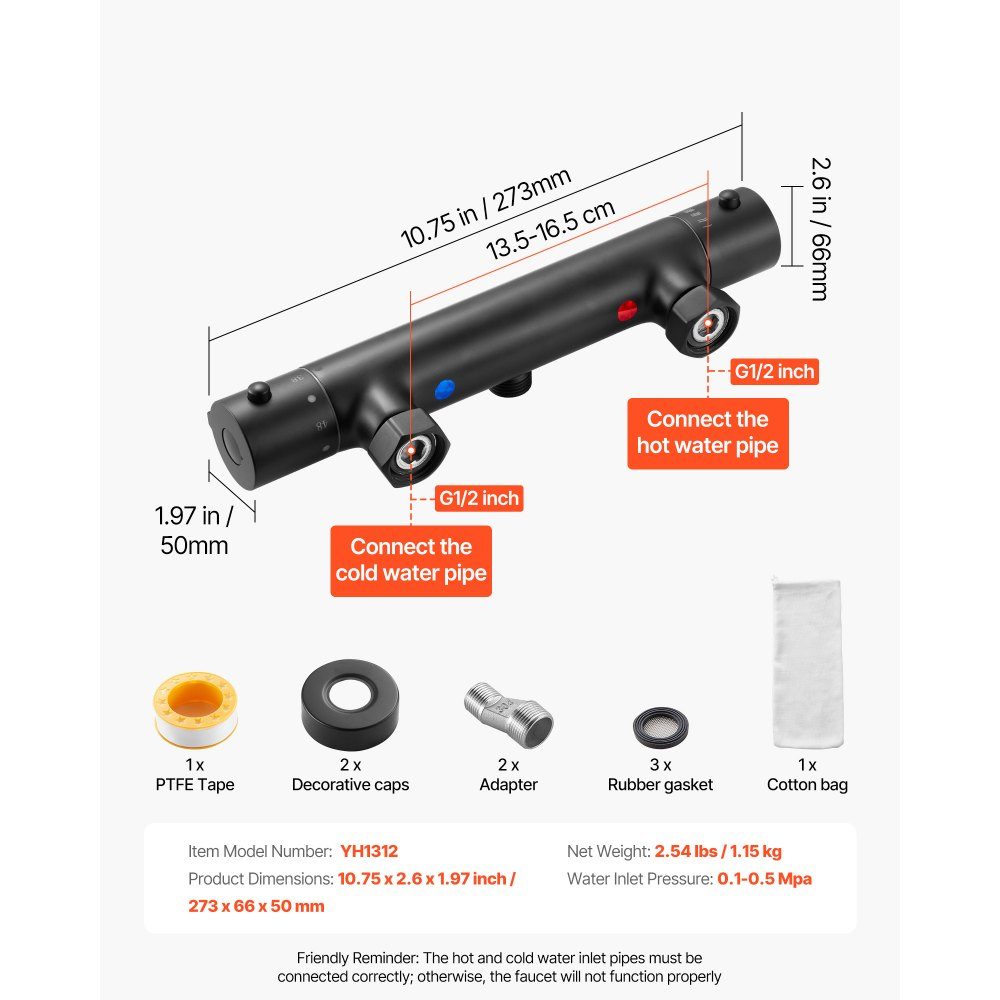 Shower Faucet with Thermostat Shower Faucet Shower Faucet with 38°C Safety Lock Shower Faucet Valve Bathtub Temperature Control Valves for Bathroom RV Hotel Matte Black