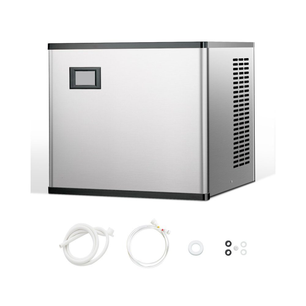 Ice maker head, commercial ice maker (head only), 136kg/day, stainless steel head + PE plastic ice maker head with intelligent control panel and one-touch cleaning
