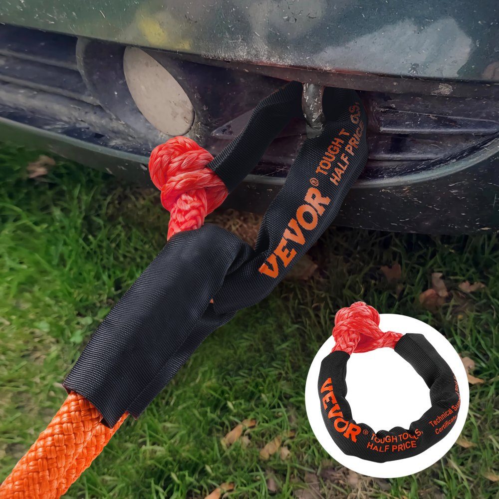 Manilles Synthétiques Souples 12,7x558,8mm Paquet de 2 Manilles de Remorquage de Récupération Résistance à la Rupture de Corde Sac de Rangement de 20 Tonnes pour UTV ATV Camion Jeep ATV Rouge