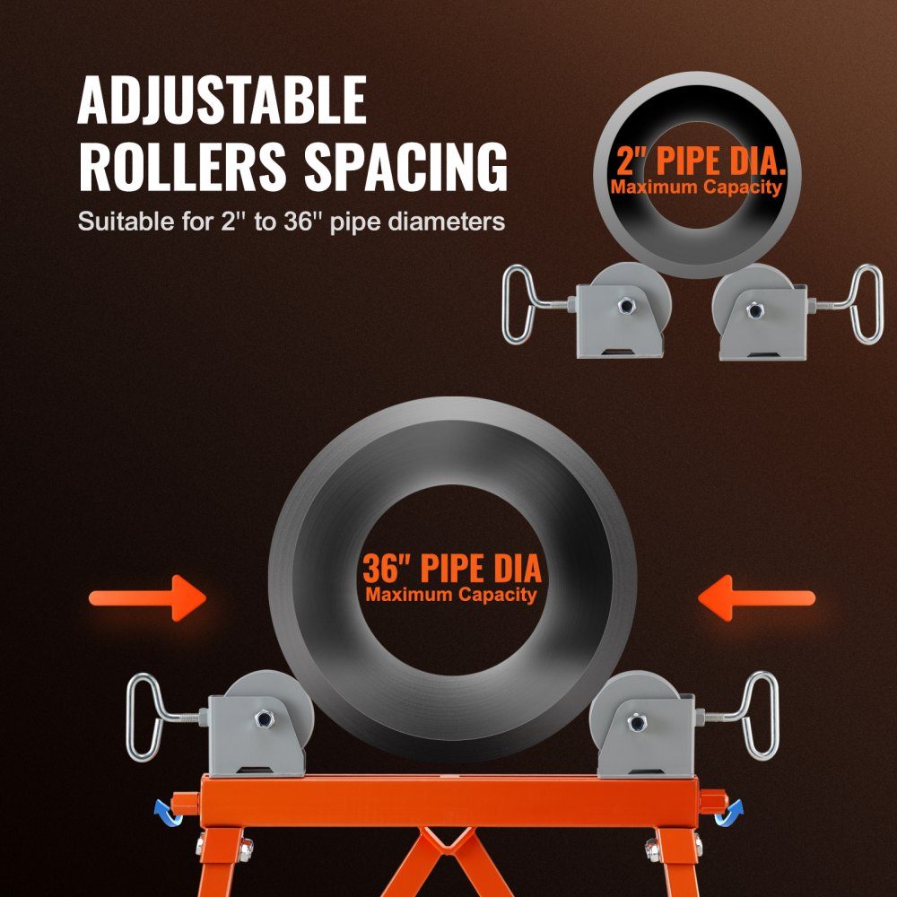 Rollständer mit Rollkopf 1134 kg Tragkraft Rollständer #45 Stahl-Rollständer 5 bis 91 cm Ständerständer Arbeitsständer Montageständer Geeignet für die Wartung von Rohrleitungen oder den Bau von Bauwerken