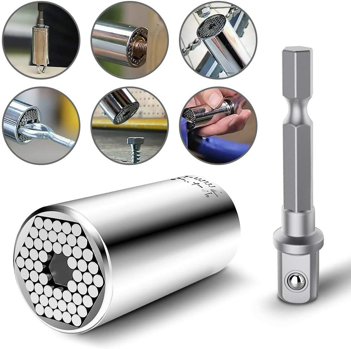 Socket Wrench Universal Wrench Universal Nut Multifunctional Hand Tools Repair Tools 7-19mm with Adapter