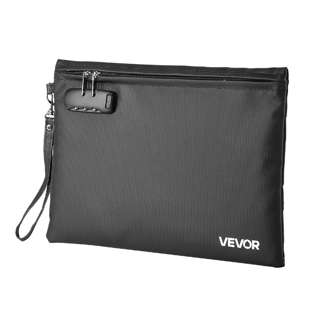 Porte-documents ignifuge, sac de rangement de documents étanche à isolation thermique à 1000 °C avec serrure, portable et sac d'argent pour passeports, documents importants, fichiers noir