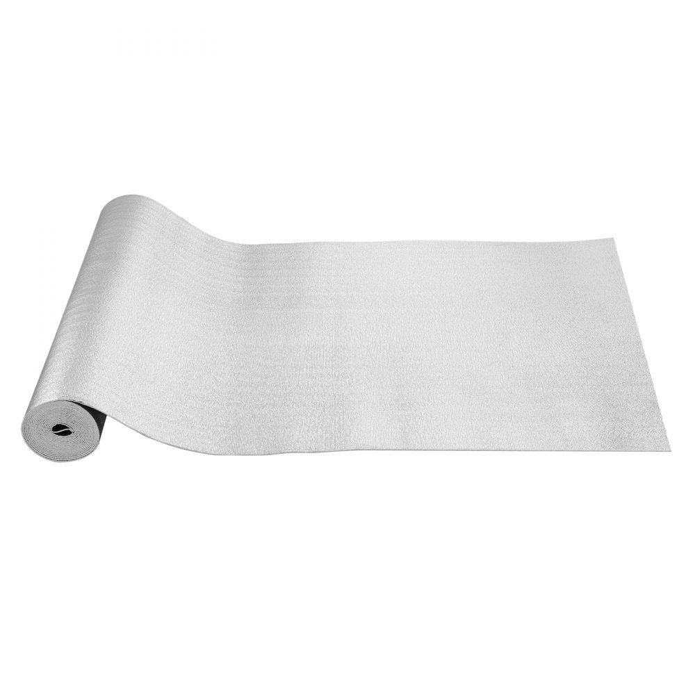 Podwójna odblaskowa rolka izolacyjna, bariera promiennikowa z rdzeniem piankowym, 3,2 mm, 48" x 25 stóp, dwustronny znak odblaskowy wykonany z folii aluminiowej i pianki EPE, rolka termoizolacyjna do okien i dachów samochodów kempingowych
