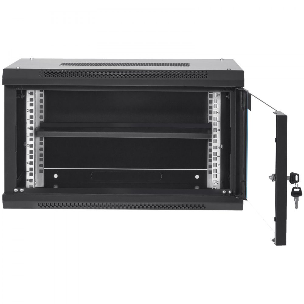 6U Wall Mount Network Server Cabinet, 15.5" Deep Server Rack Cabinet Enclosure, Max 200lbs, Floor Mount Load Capacity, with Lockable Glass Door Side Panels, for IT Equipment, A/V Equipment