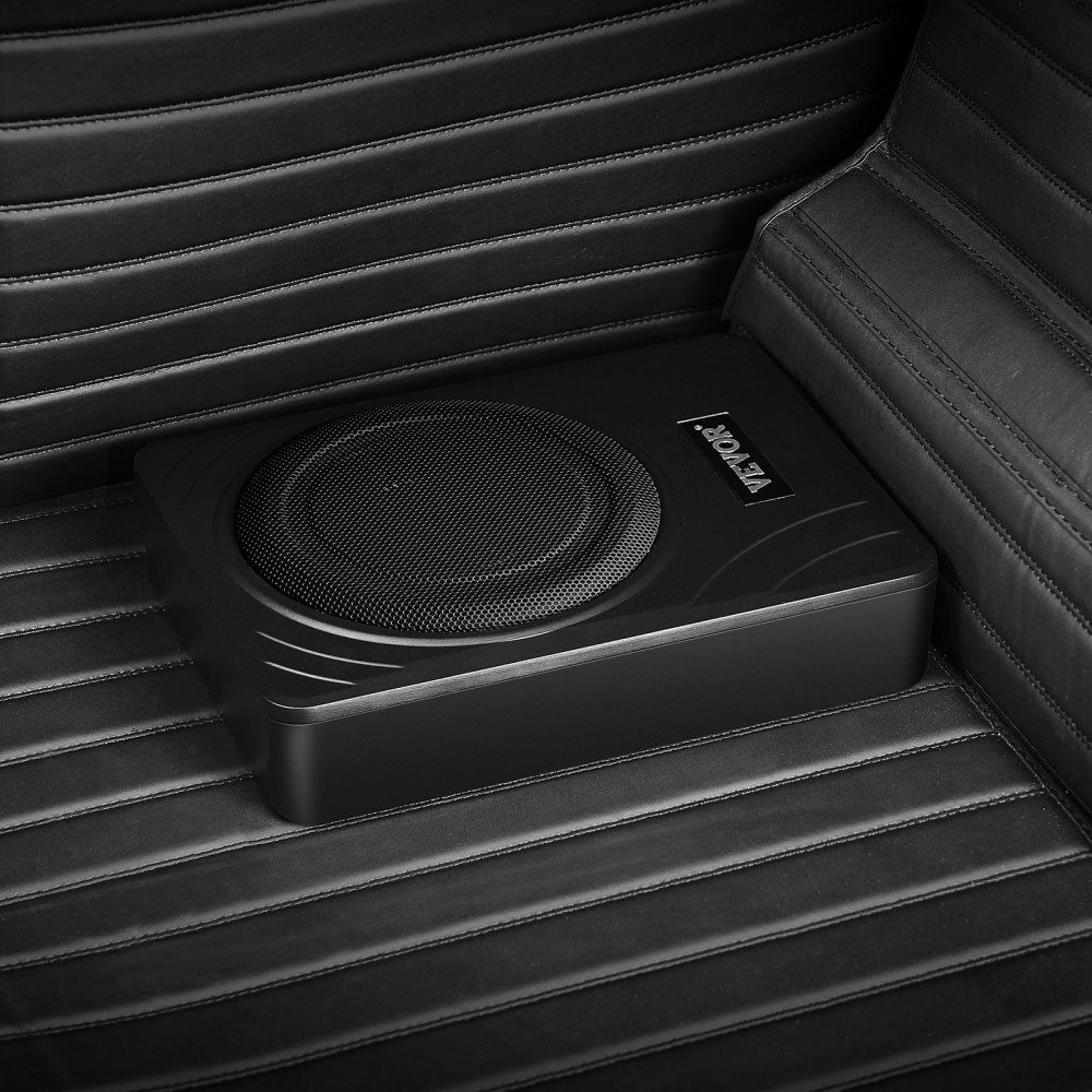 Underseat Car Subwoofer, 300W Slim Car Subwoofer Subsystem with Built-in Amplifier, High/Low Level Input and Volume Control for SUV, Truck, RV