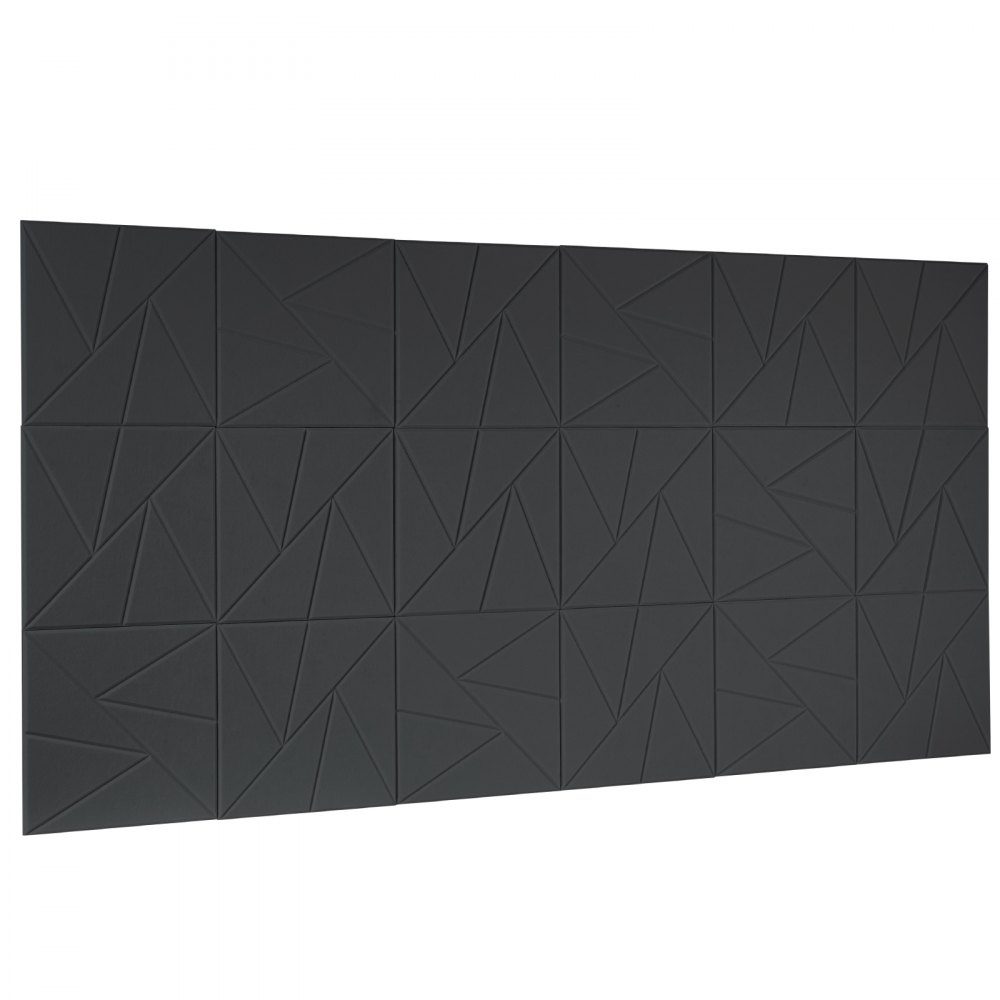 Packung mit 18 Akustikplatten mit selbstklebendem Klebeband, 300 x 300 x 10 mm, schalldichte Schaumstoffplatten, Akustikwandpaneele aus Polyesterfaser, für Zuhause, Studio, Büro, Theater, Schwarz
