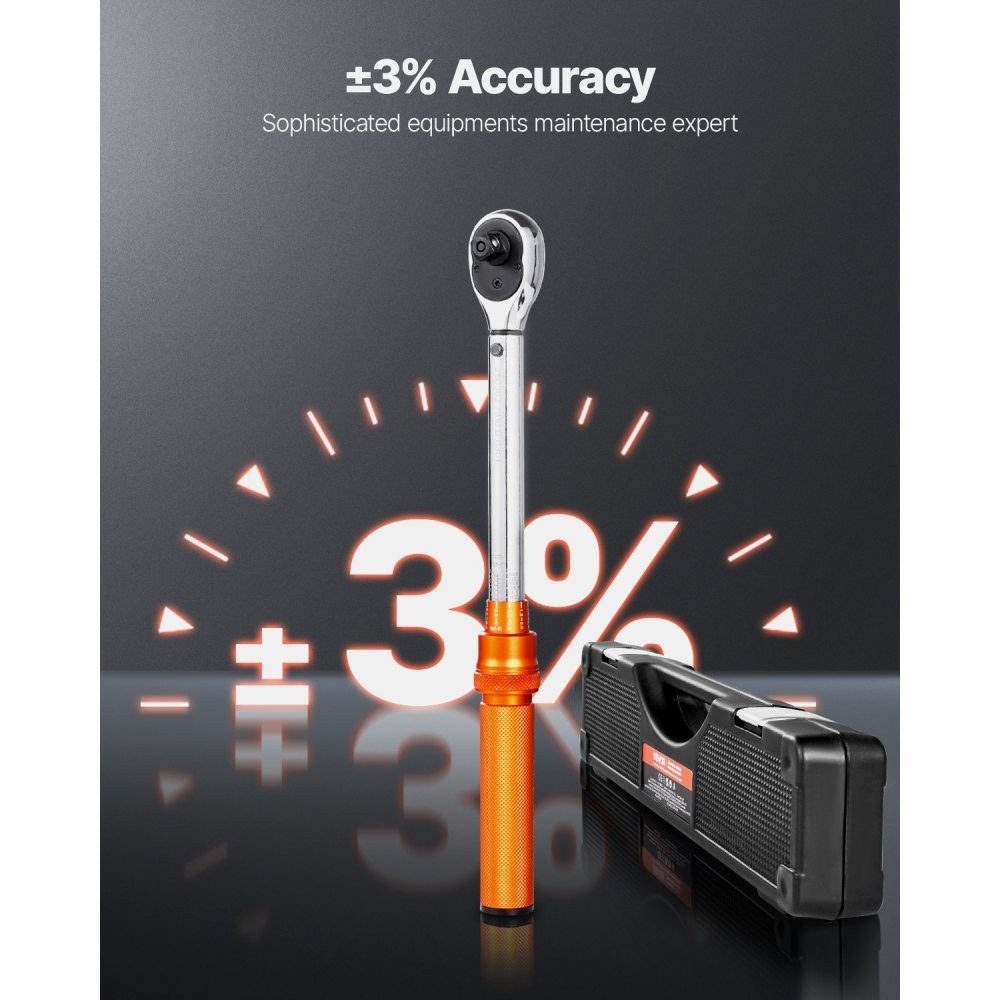 Click Torque Wrench, 3/8" Drive 5-60Nm Two Way Torque Wrench with Sockets, Extension and Drill, 72 Teeth ± 3% High Precision Alloy Steel for Car Repair