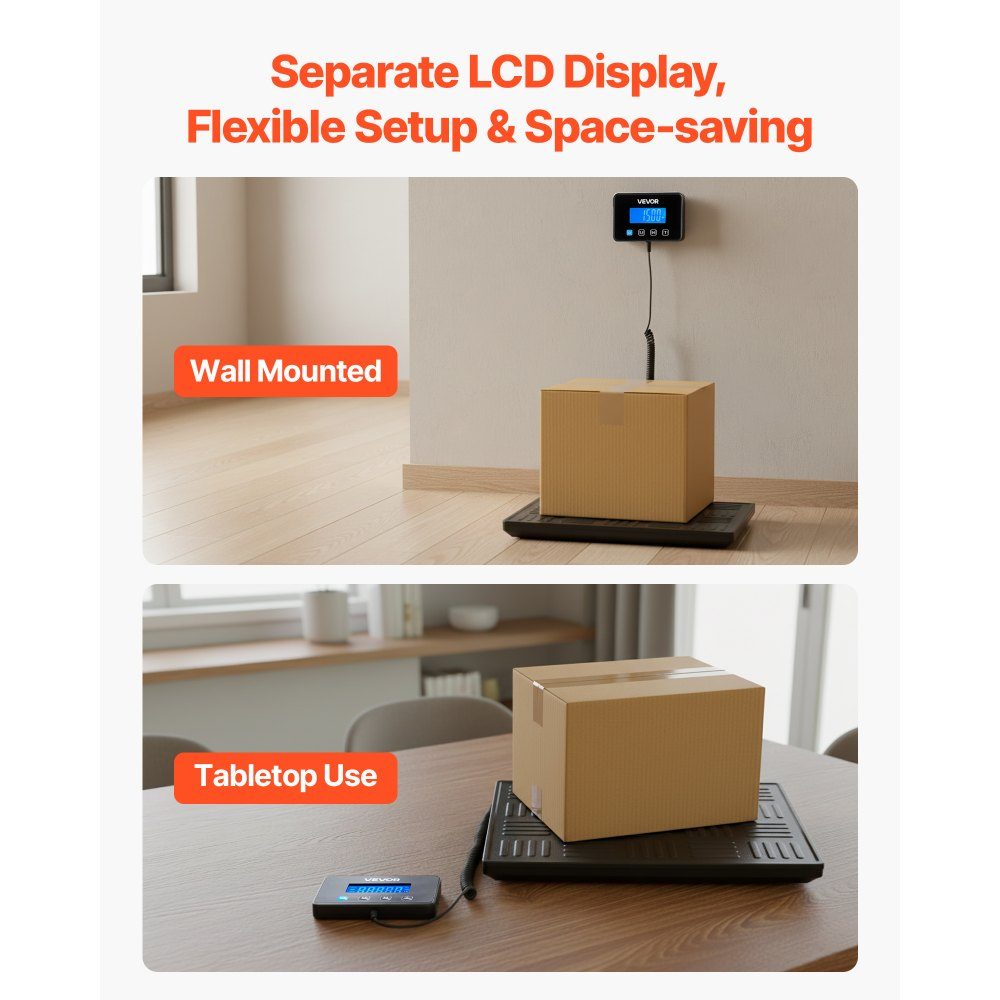 Digital Parcel Scale 20/100g Double Accuracy 300kg Platform Scale with Hold/Tare Function and LCD Display for Parcels, Postage, Luggage, Battery and Charging Cable Included
