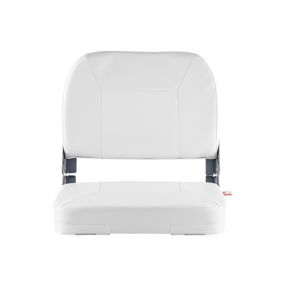 1 Piece Boat Seat Low Back Folding Fishing Boat Seat with Thick Sponge Cushion and Waterproof Hinges Made of PVC Leather and Aluminum Alloy for Yachts Boats White