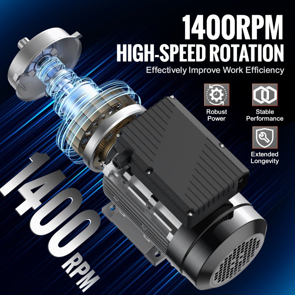 0,55 kW Elektromotor 1400 U/min AC 220–240 V 4,5 A 80 B34 Rahmen Luftkompressormotor einphasig 19 mm Keilwelle Rechts-/Linksdrehung für landwirtschaftliche Maschinen und allgemeine Geräte