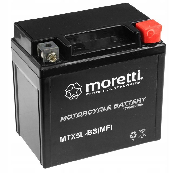 Premium-Batterie Moretti YTX5L-BS 12V 5Ah 70A AGM Motorrad AKUYTX5L-BSXMOR000