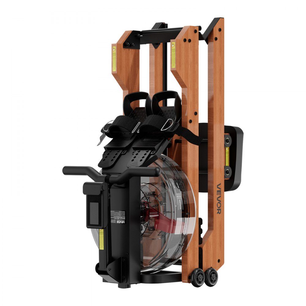 Rowing Machine 6 Level Quiet Resistance, Foldable Wooden Water Rowing Machine mit 14-l-Wassertank and LCD Monitor, Bluetooth App Compatible, 158kg Weight Capacity, Immersive Rowing Machine
