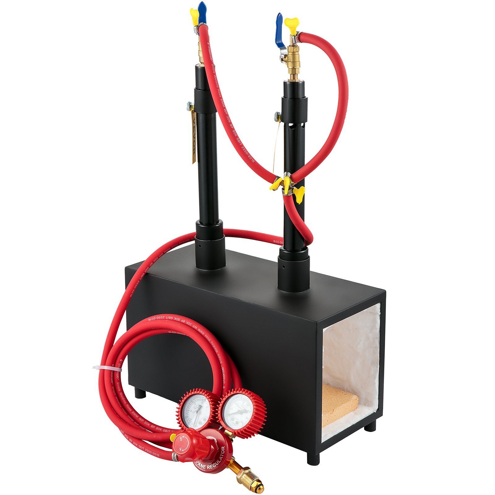 Kit de démarrage XXL four à gaz max. 1350 °C, brûleur de forge 10 L, four de forge à deux brûleurs, revêtement en fibre de silicate d'aluminium, forge métallique max. puissance 153,6 kWh / 524 000 BTU, maréchal-ferrant Kit de démarrage XXL four à gaz max. 1350 °C, brûleur de forge 10 L, four de forge à deux brûleurs, revêtement en fibre de silicate d'aluminium, forge métallique max. puissance 153,6 kWh / 524 000 BTU, maréchal-ferrant