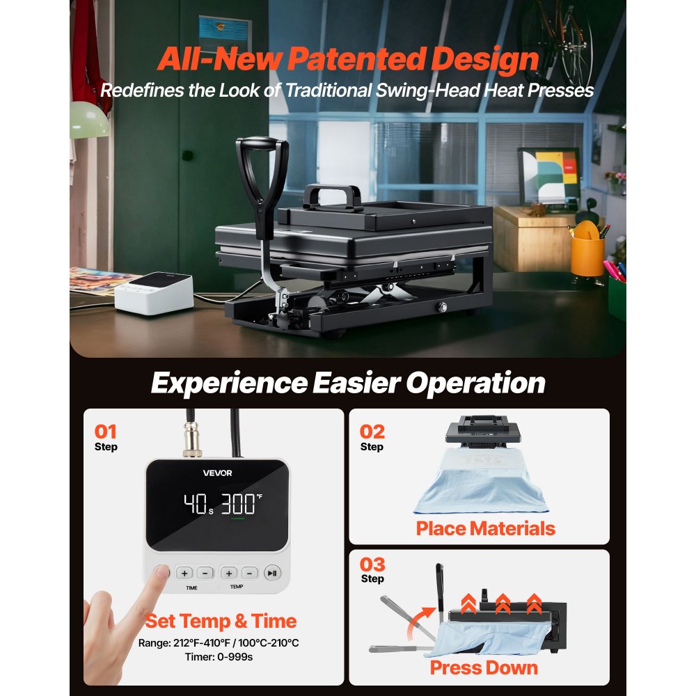 Transferpers 38 x 38 cm 5 in 1 multifunctioneel, snelle en gelijkmatige verwarming, hete persmachine sublimatiepers hittepers voor T-shirts/kopjes/mokken/petten/borden, zwart Transferpers 38 x 38 cm 5 in 1 multifunctioneel, snelle en gelijkmatige verwarming, hete persmachine sublimatiepers hittepers voor T-shirts/kopjes/mokken/petten/borden, zwart