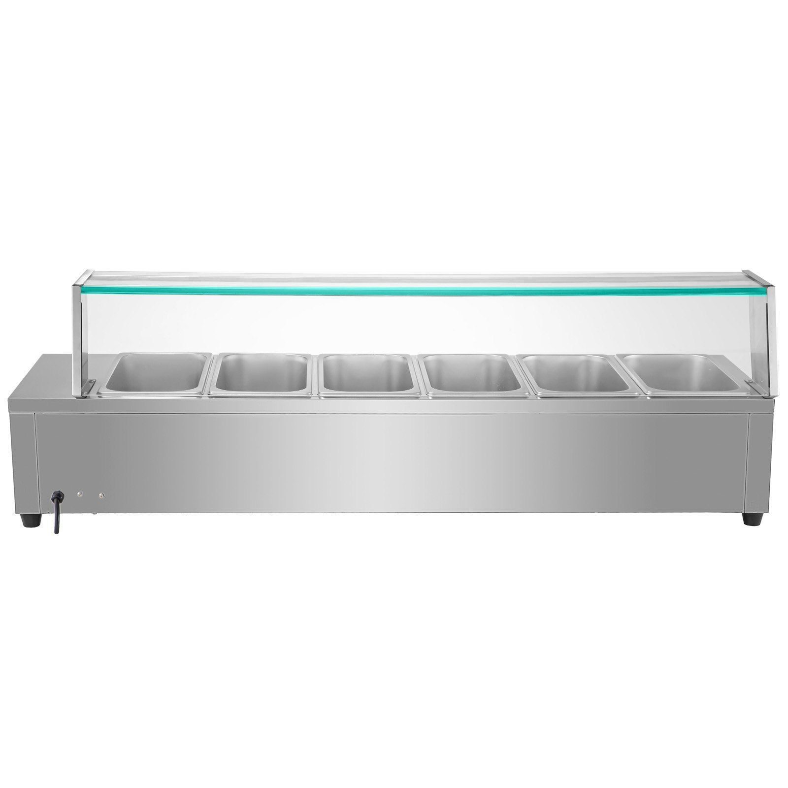 Pojemnik cateringowy ze stali nierdzewnej Podgrzewacz do potraw o mocy 1500 W 6 patelni Pojemnik do podgrzewania potraw Naczynie do podgrzewania potraw ze szklaną pokrywą Pudełko do podgrzewania Podgrzewacz stołowy