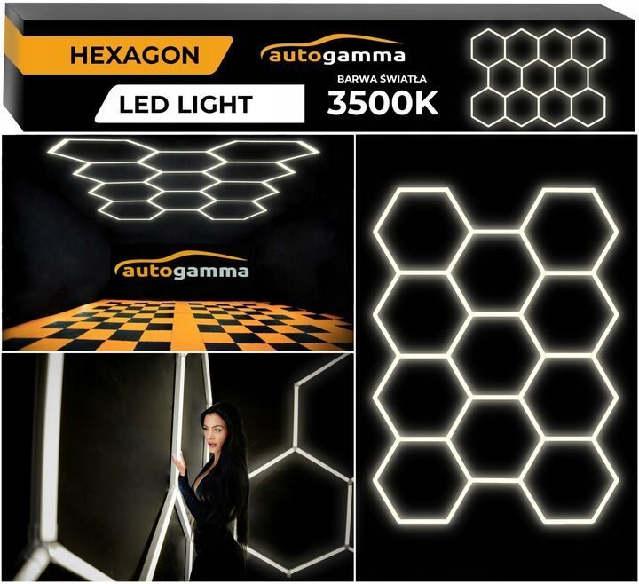 LED werkplaatsgarageverlichtingslamp 3500K HEXAGON 297x206