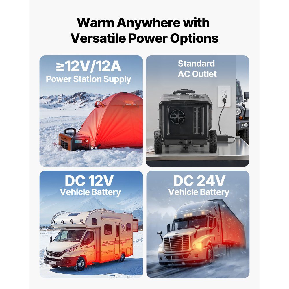 Diesel Heater 5-8KW DC 12V/24V Portable All-in-One Diesel Air Heater with Bluetooth App Control, Remote Control and LCD Screen, Trolley Design, 5L Fuel Tank for Truck