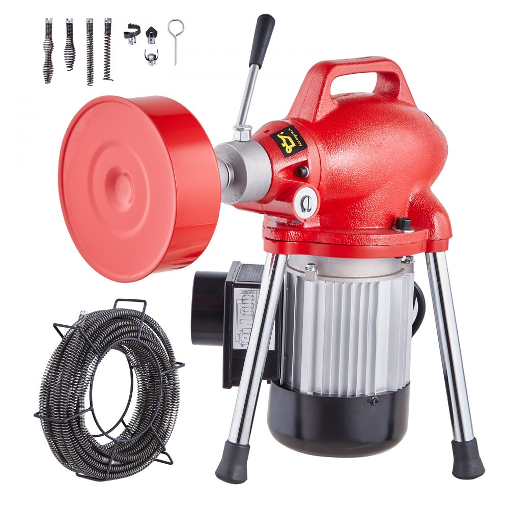 Maszyna do czyszczenia rur 66 stóp x 5/8 cala, 250 W z ręcznym podawaniem, elektryczna maszyna do czyszczenia rur — z 2 stalowymi linkami, 7 obcinakami i sterowaniem CW/CCW dla rur od 1,6” do 4”. Maszyna do czyszczenia rur 66 stóp x 5/8 cala, 250 W z ręcznym podawaniem, elektryczna maszyna do czyszczenia rur — z 2 stalowymi linkami, 7 obcinakami i sterowaniem CW/CCW dla rur od 1,6” do 4”.