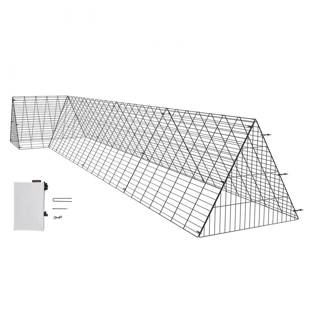 Chicken Tunnel 400 x 100 x 61.5cm (L x W x H) Yard Chicken Cage Portable Outdoor Chicken Tunnel with Corner Frame Chicken Coop Enclosure Suitable for Chickens Ducks Rabbits