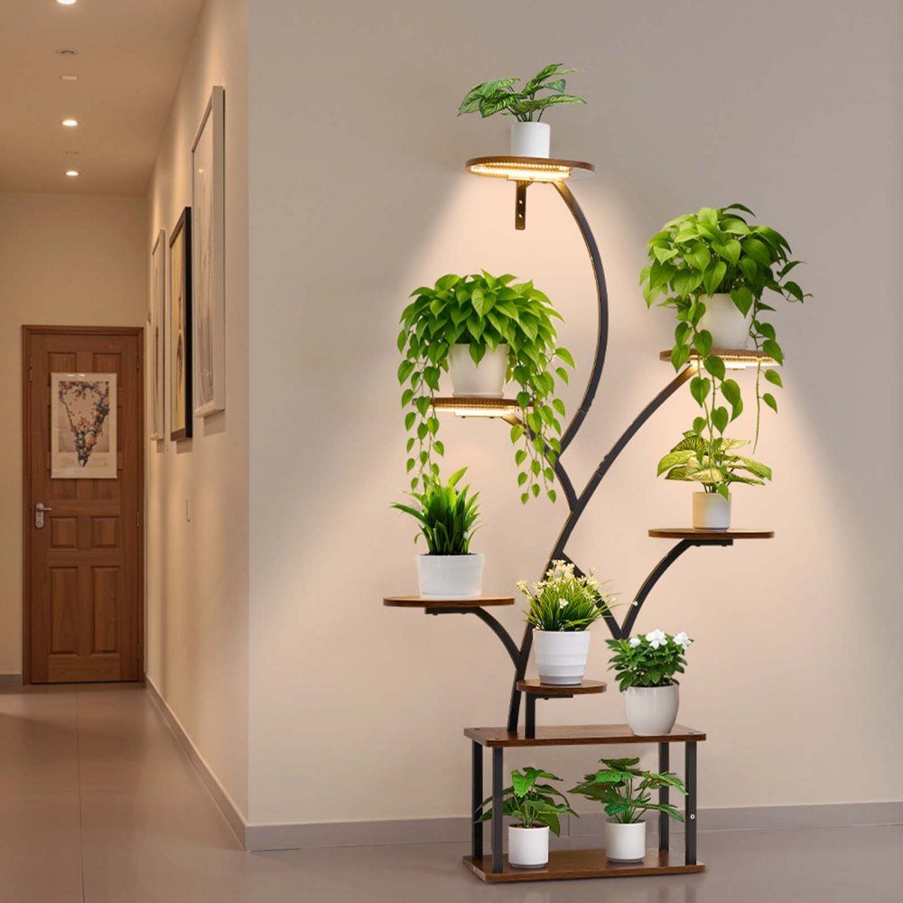 Plant Stand with Grow Lights, 8 Tier Plant Shelf Flower Stand, 3 Timers and 10 Brightness Levels, Flower Shelf Decoration for Living Room and Balcony, 920x310x1575mm