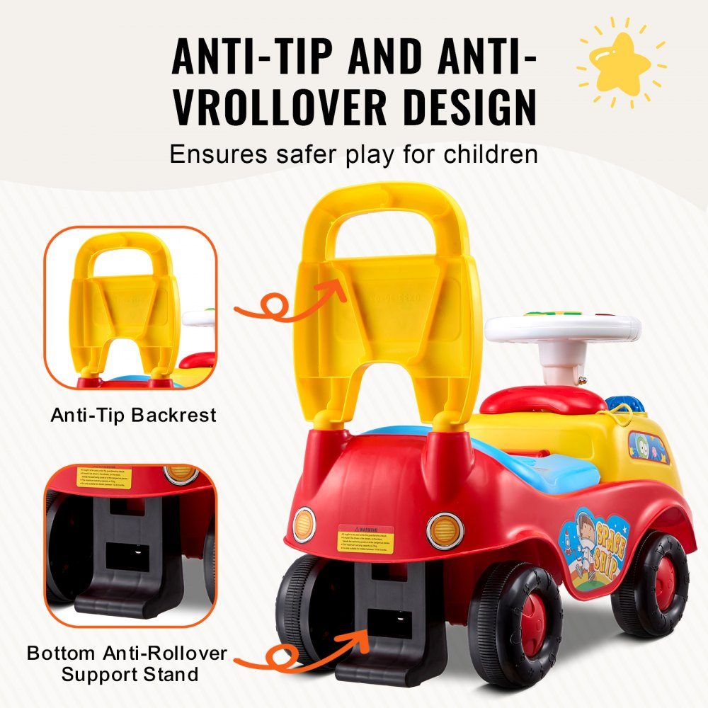 Rutschauto für Kleinkinder im Alter von 1–3 Jahren, Ride Racer, Rutschspielzeug für Kleinkinder zum Sitzen und Stehen, klassisches Rutschauto für Kinder mit Musiklenkrad, Hupe und Stauraum unter dem Sitz, Rutschspielzeug für Jungen und Mädchen