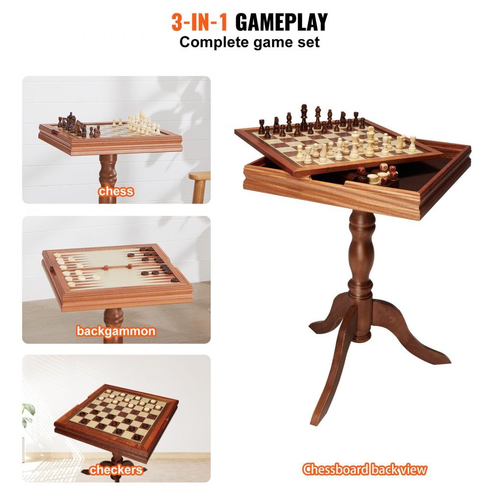 Jeu d'échecs en bois, 650 x 650 x 675 mm, jeu d'échecs de bureau avec pièces d'échecs, jeu d'échecs pour les activités familiales, les voyages, les enfants, l'échiquier
