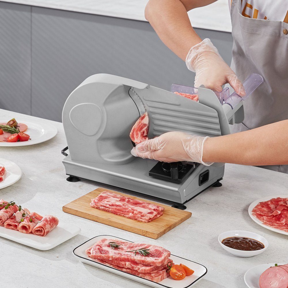 Fleischschneider für den Heimgebrauch, 180 W, 80–120 U/min, elektrischer Allesschneider, Lebensmittelschneider mit SUS420-Klingen, 0–15 mm, einstellbare Dicke, für Fleisch, Käse usw