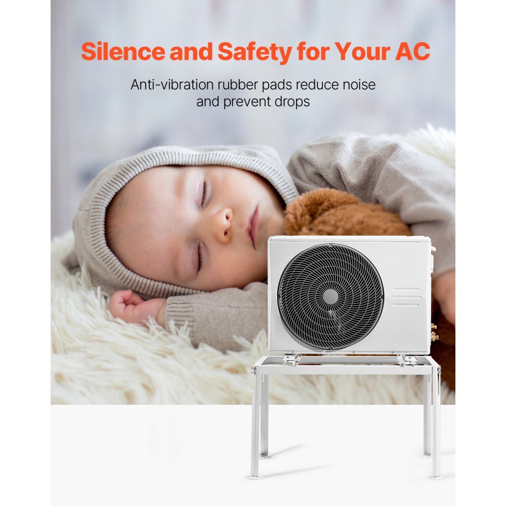 Air Conditioner Floor Stand, Anti-Vibration Mini Split Stand for 9000-36000 BTU Ductless Air Conditioner Heat Pumps, Floor Mount AC Base Bracket with Max 300kg Load Capacity