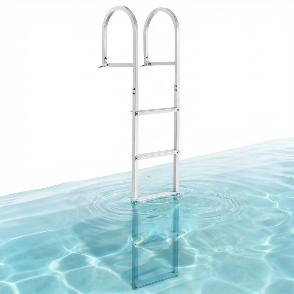 Échelle de quai, 5 marches amovibles, capacité de charge 227 kg. Échelle de bateau ponton en aluminium avec marches de 8 cm de large et marches antidérapantes pour embarquer sur des bateaux/lacs/piscines/océans Échelle de quai, 5 marches amovibles, capacité de charge 227 kg. Échelle de bateau ponton en aluminium avec marches de 8 cm de large et marches antidérapantes pour embarquer sur des bateaux/lacs/piscines/océans