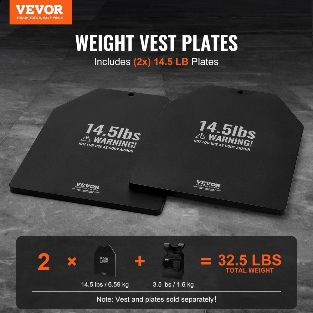 Gewichtsvest Halterschijven 15lb x 2 stuks Premium stalen halterschijven Voorgevormde ergonomische pasvorm - WODs Extra gewicht voor gewichtsvesten voor krachttraining Hardlopen Fitness