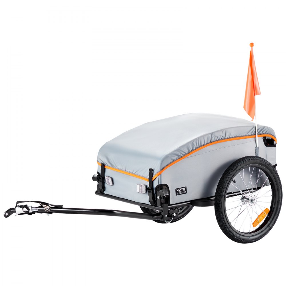 Bicycle trailer 45 kg, cargo trailer 1350 x 630 x 525 mm, transport trailer, foldable bicycle cargo trailer compact storage space with universal coupling, for shopping, camping & picnicking