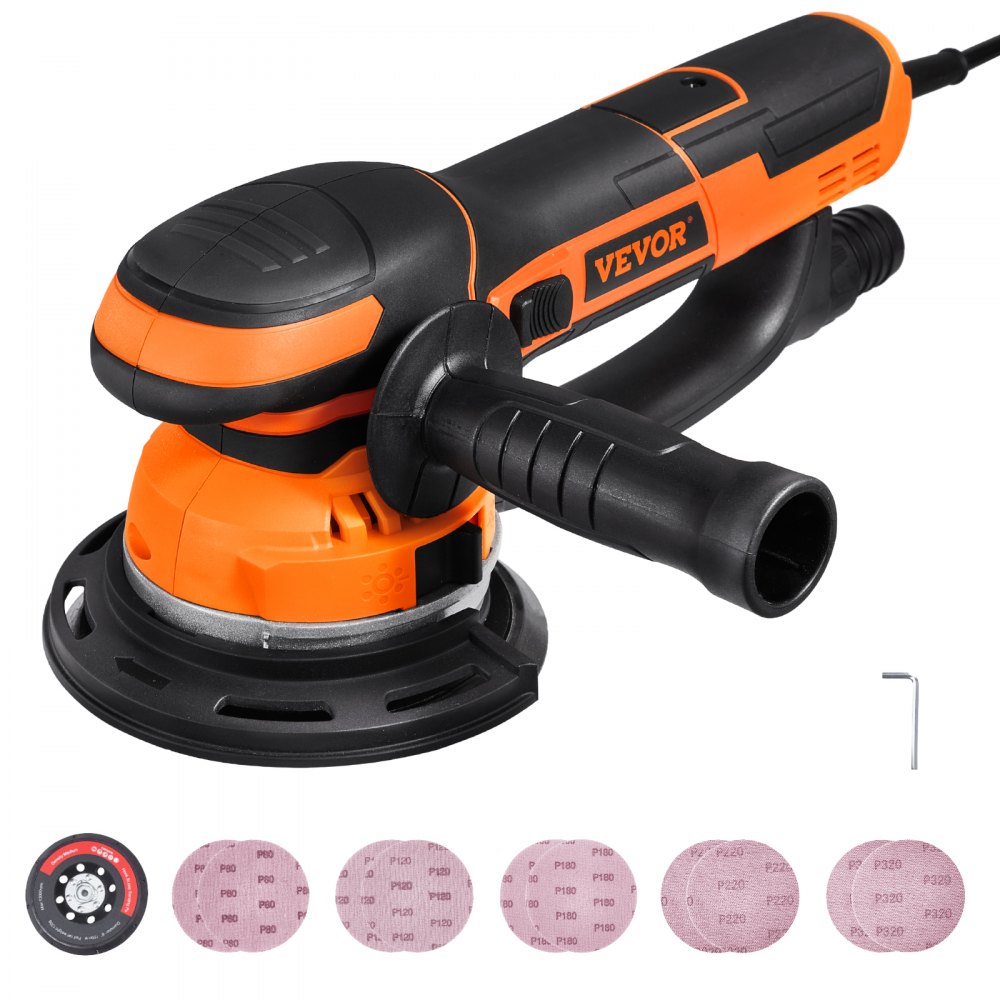 Vlakschuurmachine, 6" DA & GA schuurmachine met dubbele functie, 850 W, 7400 tpm, 6 snelheden, vlakschuurmachine met 10 schuurpapieren, stofpoort voor gedetailleerd schuren bij houtbewerking Vlakschuurmachine, 6" DA & GA schuurmachine met dubbele functie, 850 W, 7400 tpm, 6 snelheden, vlakschuurmachine met 10 schuurpapieren, stofpoort voor gedetailleerd schuren bij houtbewerking