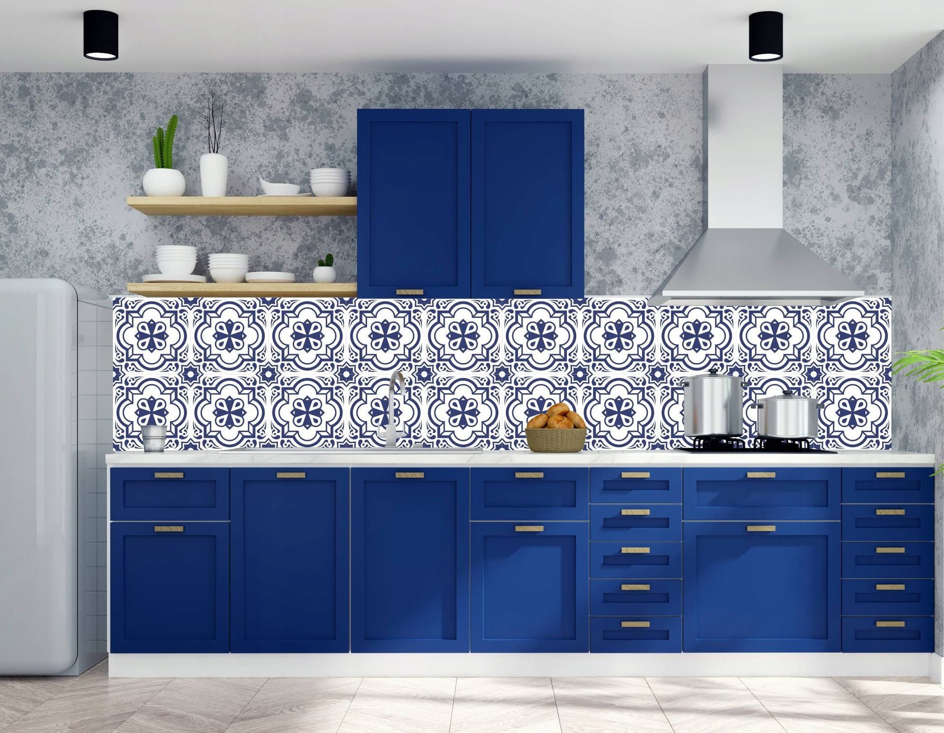 9x self-adhesive PVC tiles, 30x30 cm, traditional pattern