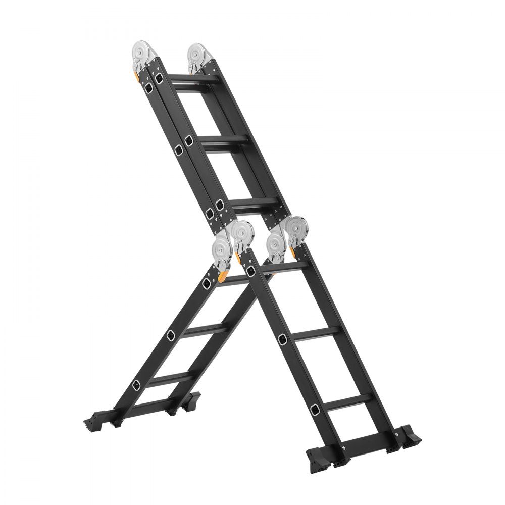Multipurpose Ladder, 7 in 1 Multifunctional Ladder, A-Frame with 3 Steps and Scaffolding Board, Telescopic Ladder, Ladder Scaffold 3550mm, Heavy Duty Ladder, 150kg Load Capacity, for Home Outdoor Use