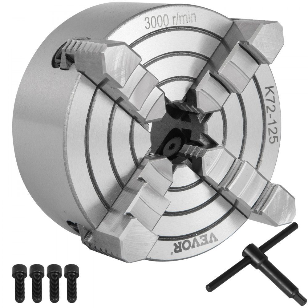 K72-125 Klauwplaat 5 "4 Kaak Klauwplaat Onafhankelijke Omkeerbare Kaak Metalen Klauwplaat Draaibank Accessoires voor Draaibanken