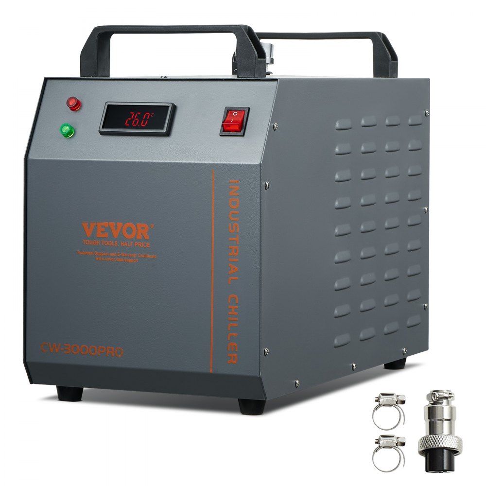 Refroidisseur d'eau industriel, CW-3000 (PRO), système de refroidissement de refroidisseur d'eau industriel refroidi par air de 150 W avec réservoir d'eau de 12 L, débit maximum de 18 L/min, pour machine de refroidissement de machine de gravure laser Refroidisseur d'eau industriel, CW-3000 (PRO), système de refroidissement de refroidisseur d'eau industriel refroidi par air de 150 W avec réservoir d'eau de 12 L, débit maximum de 18 L/min, pour machine de refroidissement de machine de gravure laser