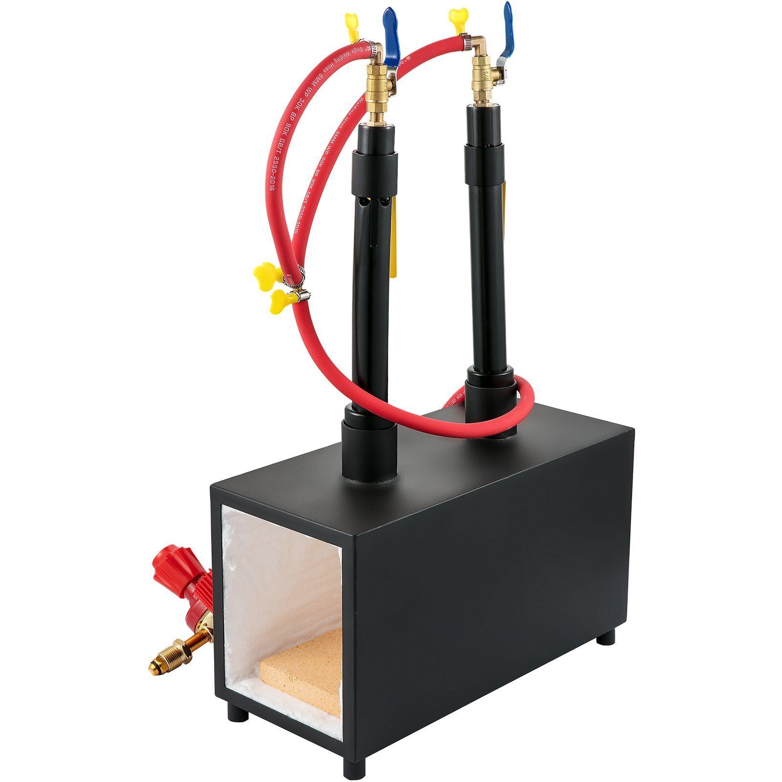 Kit de démarrage XXL four à gaz max. 1350 °C, brûleur de forge 10 L, four de forge à deux brûleurs, revêtement en fibre de silicate d'aluminium, forge métallique max. puissance 153,6 kWh / 524 000 BTU, maréchal-ferrant